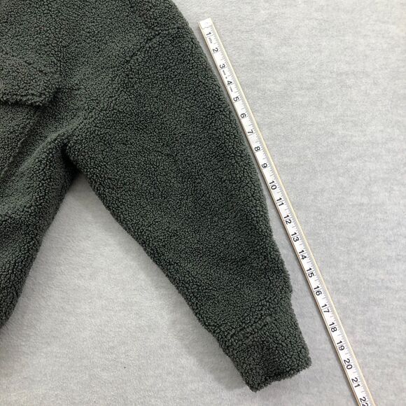 Good American Team Cardinal Oversized Sherpa Shacket Size 0 Green Hidden Button - Picture 13 of 16